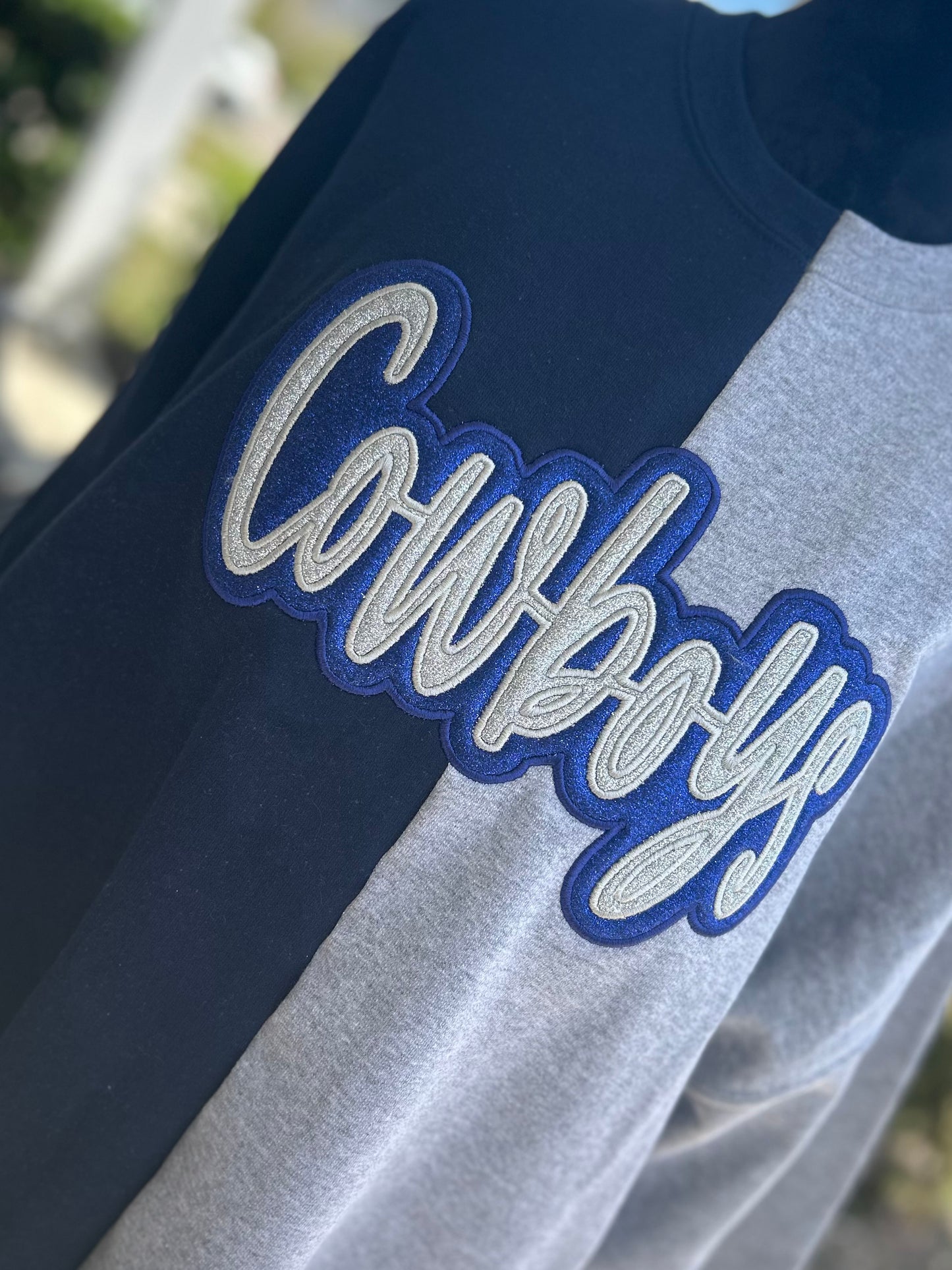 Split Color Double Applique Sweatshirt