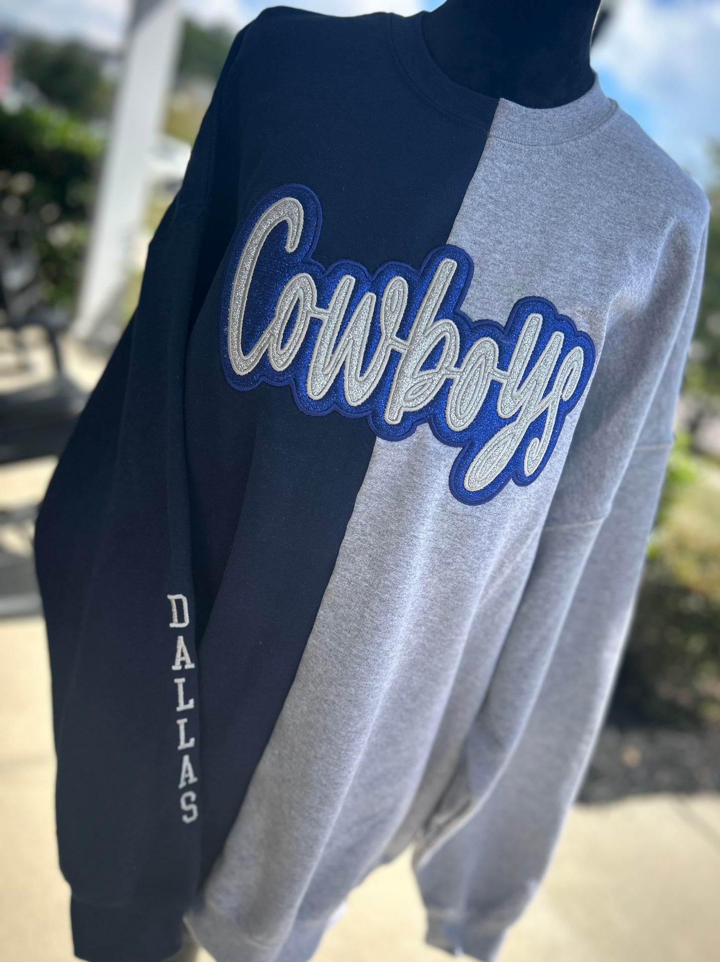 Split Color Double Applique Sweatshirt