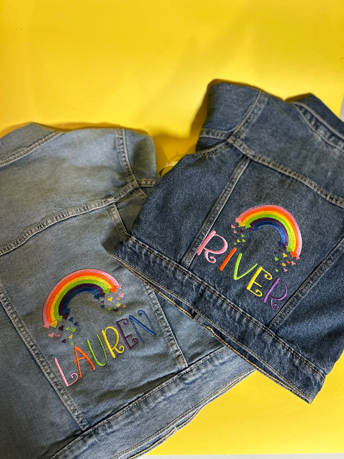 Rainbow Hearts Jean Jacket