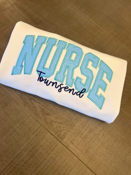 Glitter Nurse Embroidered Sweatshirt