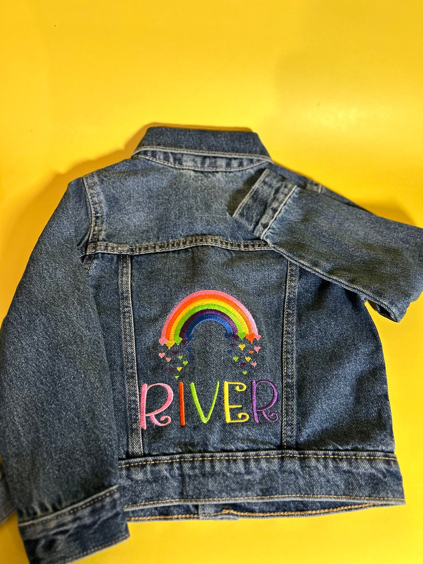 Rainbow Hearts Jean Jacket