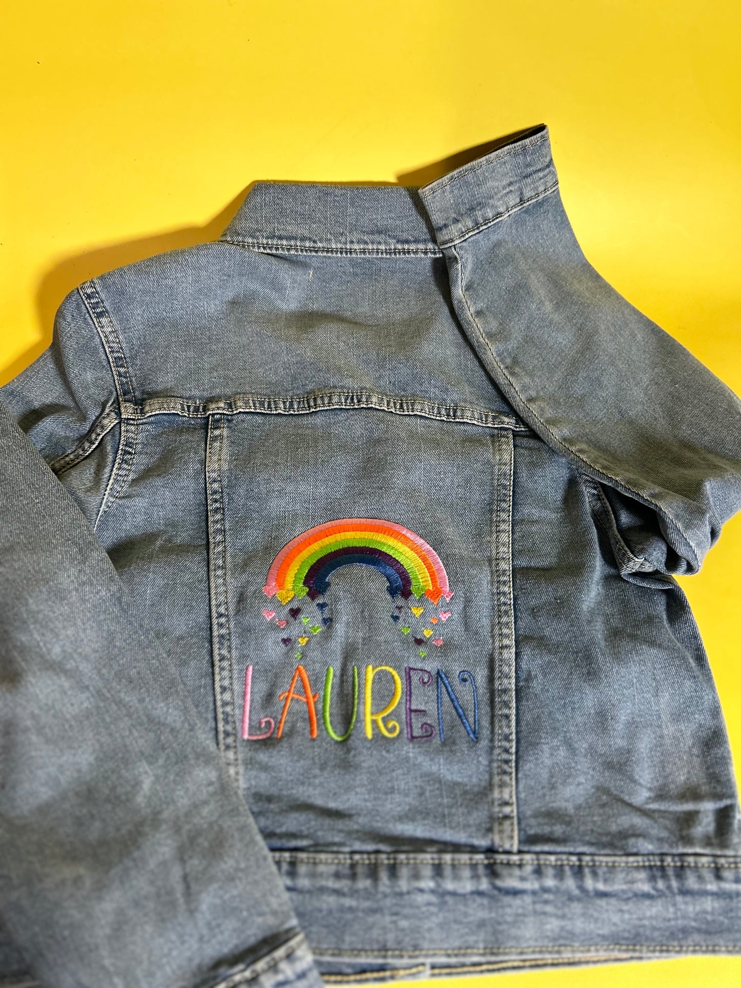 Rainbow Hearts Jean Jacket